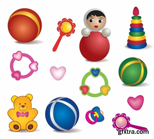 Collection of various children's toys vector image 25 Eps