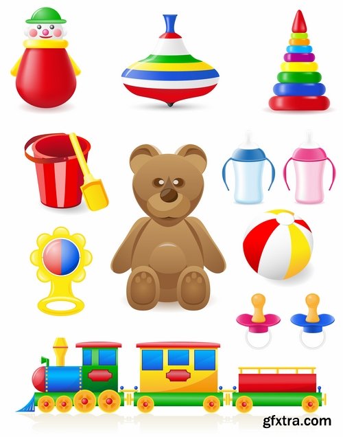 Collection of various children's toys vector image 25 Eps