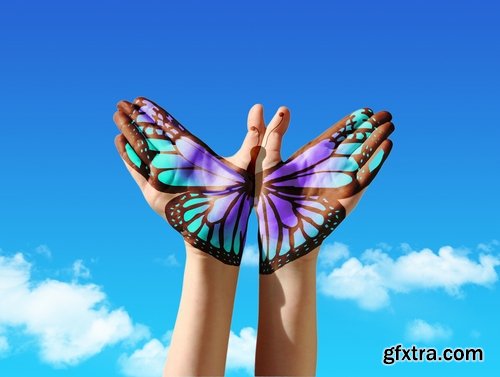 Collection of various conceptual image paper lamp aging key puzzle rock butterfly arms 25 HQ Jpeg