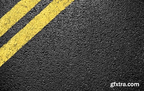 Collection of various asphalt road with road markings and signs 25 HQ Jpeg