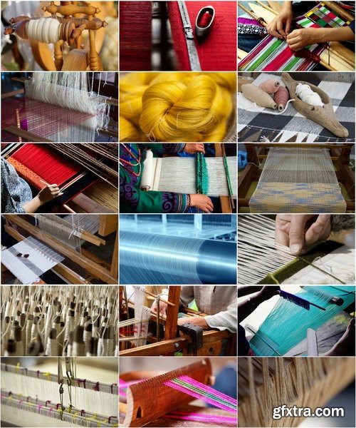 Collection of different yarns and threads loom 25 HQ Jpeg