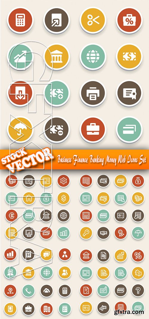 Stock Vector - Business Finance Banking Money Web Icons Set