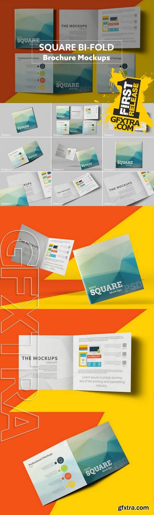 Square Bi-Fold Brochure Mockups - CM 219080