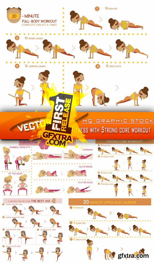 Stock Vector - Fitness with Strong core workout