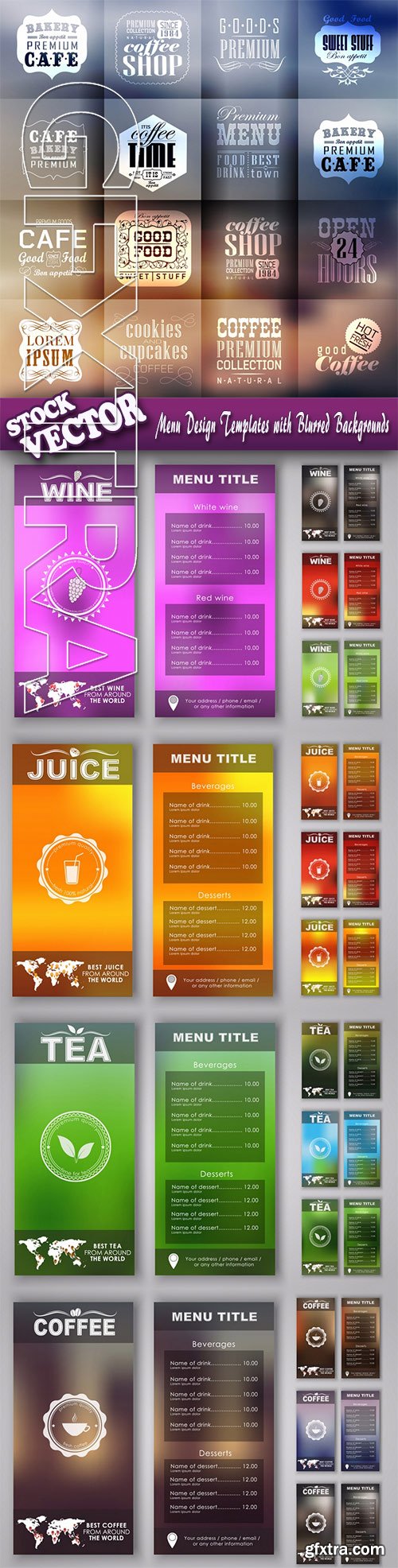 Stock Vector - Menu Design Templates with Blurred Backgrounds