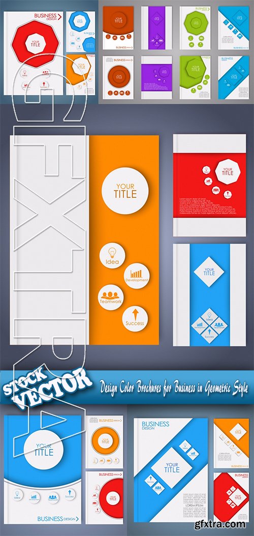 Stock Vector - Design Color Brochures for Business in Geometric Style