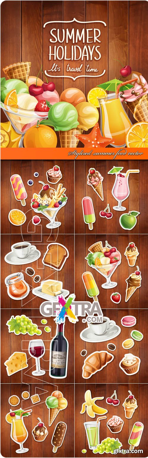 Stylized summer food vector