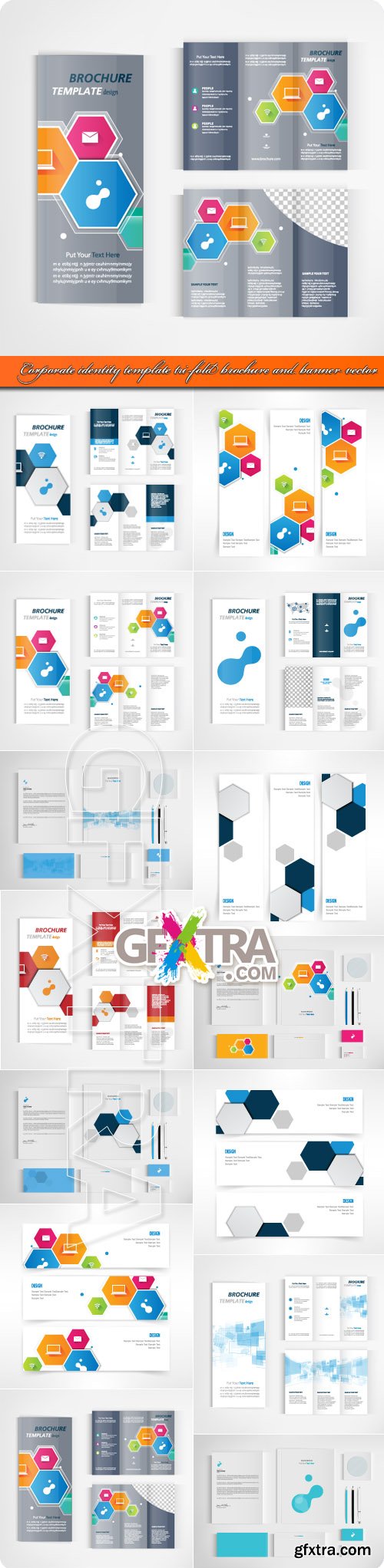 Corporate identity template tri-fold brochure and banner vector