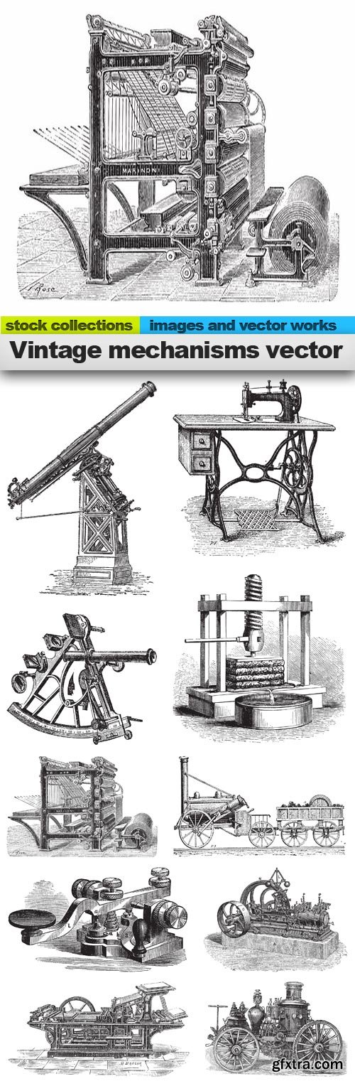 Vintage mechanisms vector, &nbsp;10 x EPS