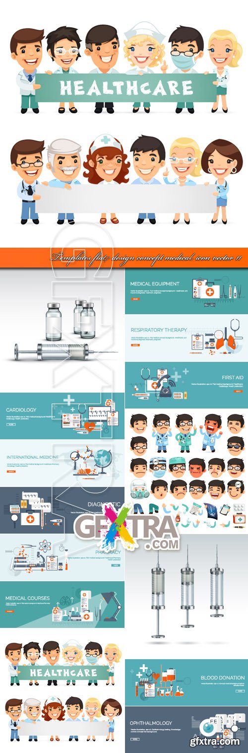 Templates flat design concept medical icon vector 11