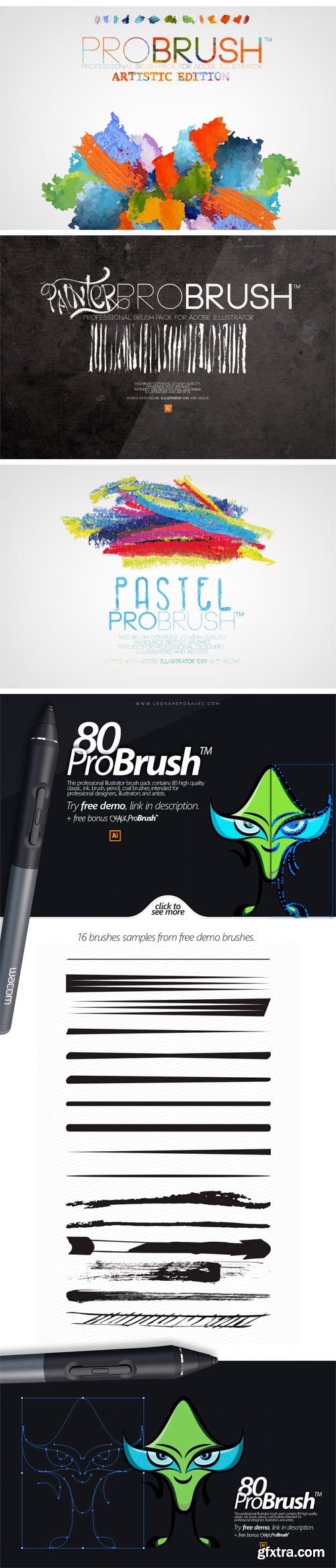 595 BRUSHES FOR ILLUSTRATOR - ProBrush BUNDLE (CM 199899)