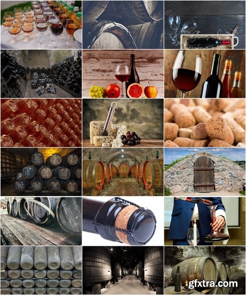 Collection wine cellar barrel grapes vintage bottles 25 HQ Jpeg