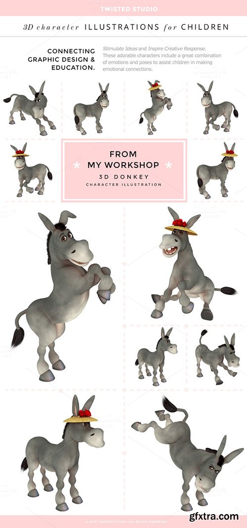 CM 3D Character Toon Donkey 220727