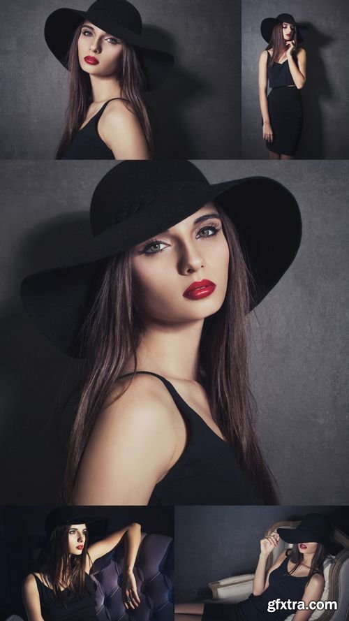 Stock Photos - Fashion Portrait of Beautiful Female in Hat