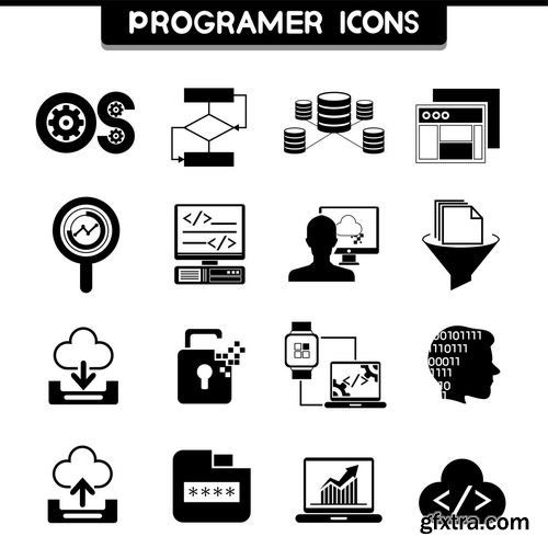 Vector - Programer and Software Development Coding Icons