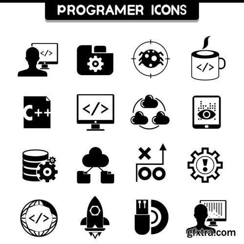 Vector - Programer and Software Development Coding Icons