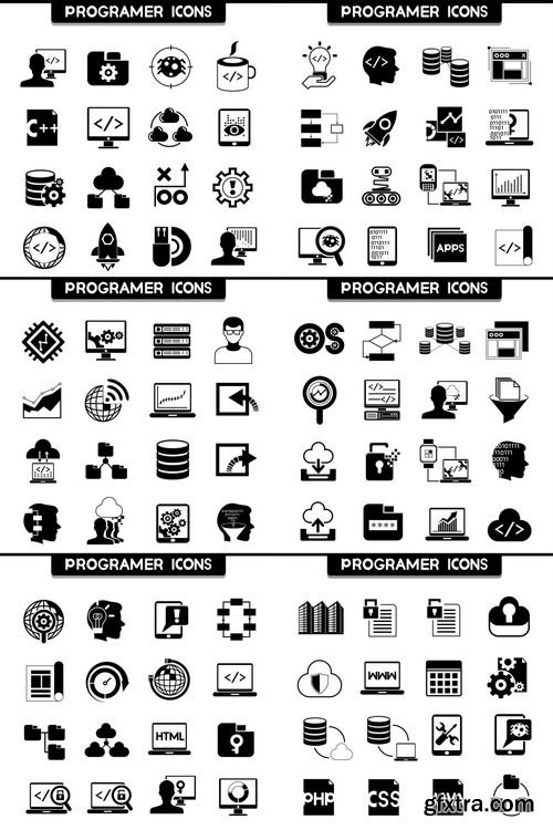 Vector - Programer and Software Development Coding Icons