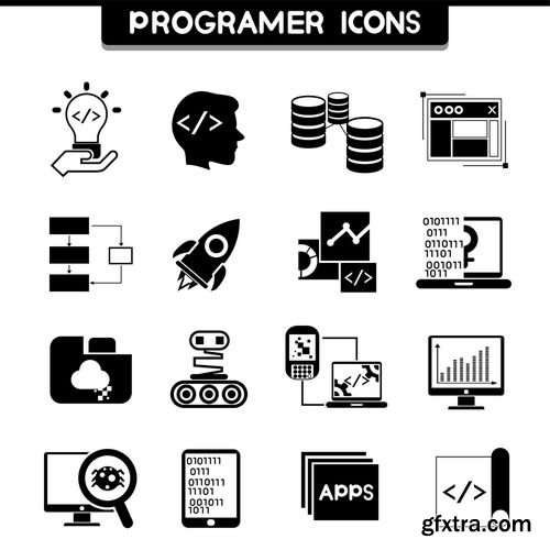 Vector - Programer and Software Development Coding Icons