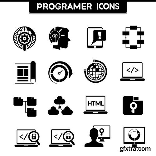 Vector - Programer and Software Development Coding Icons