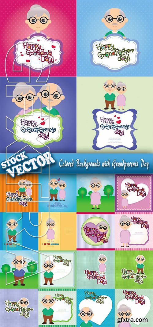 Stock Vector - Colored Backgrounds with Grandparents Day