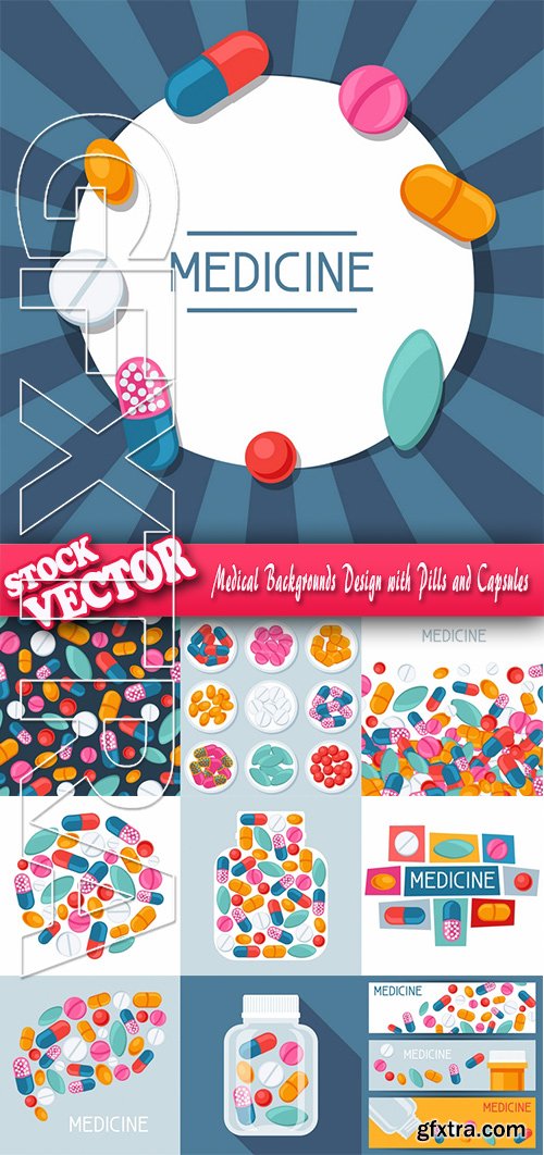 Stock Vector - Medical Backgrounds Design with Pills and Capsules