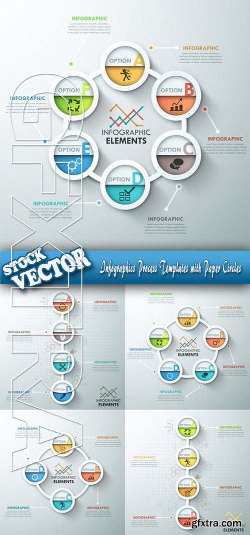 Stock Vector - Infographics Process Templates with Paper Circles