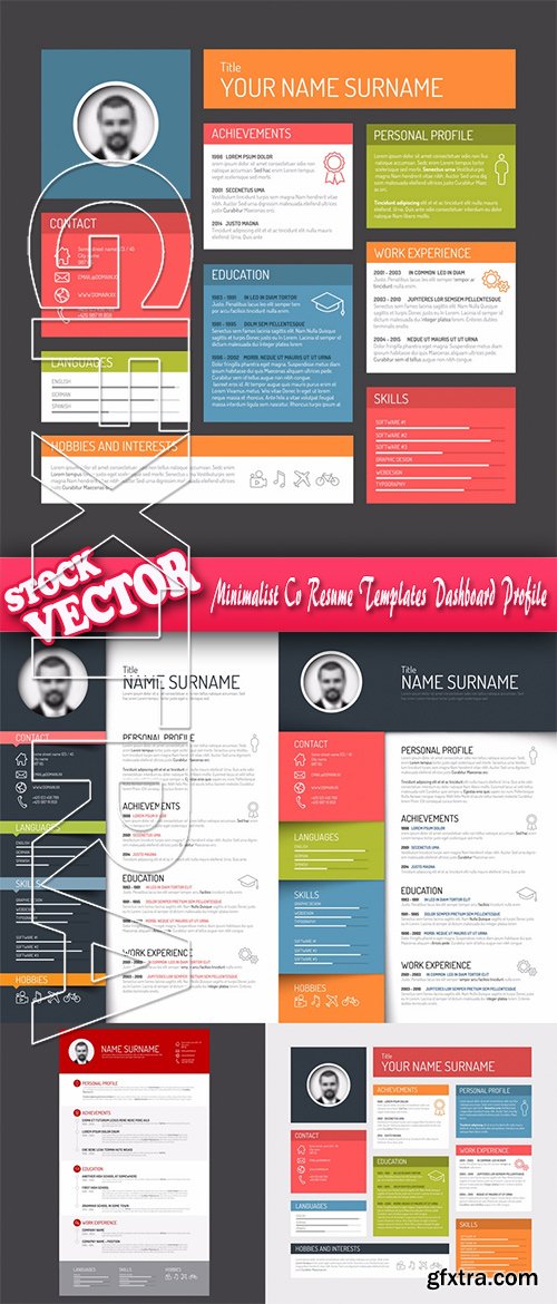 Stock Vector - Minimalist Cv Resume Templates Dashboard Profile