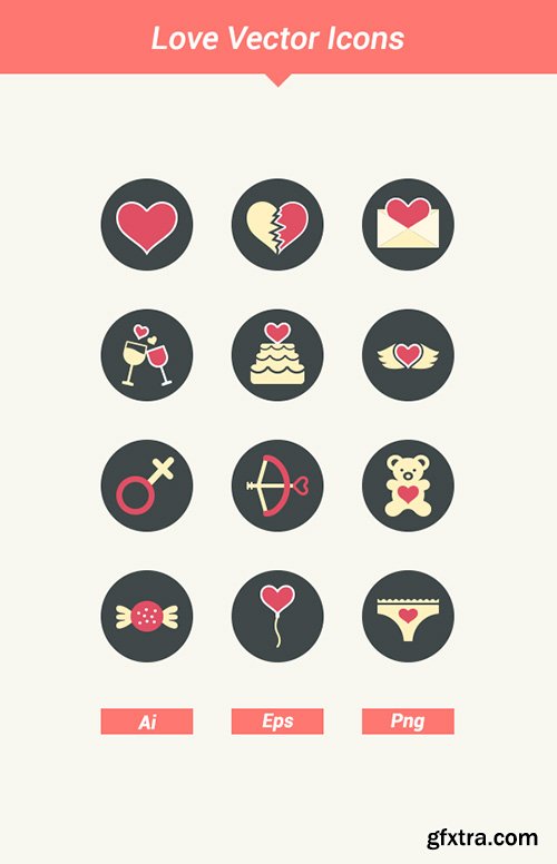 Ai, EPS, PNG Vector Icons - 12 Love Icons