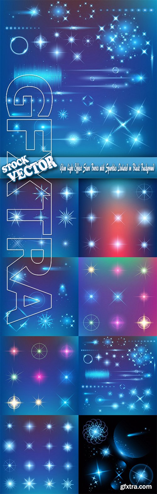 Stock Vector - Glow Light Effect Stars Bursts with Sparkles Isolated on Black Background