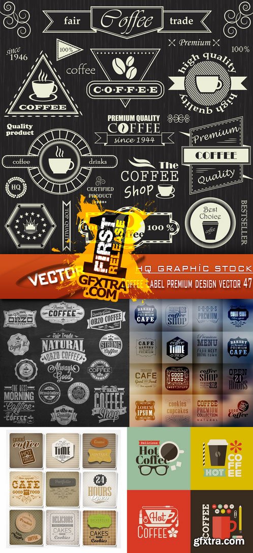 Stock Vector - Coffee Label premium design vector 47