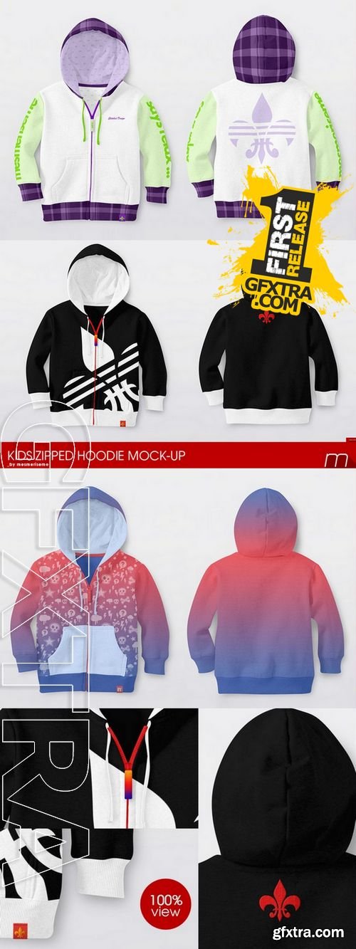 Kids Zipped Hoodie Mock-up - CM 221080