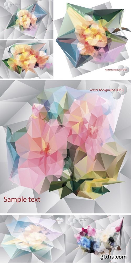 Vector - Geometric Flowers - Abstract Polygonal Flowers