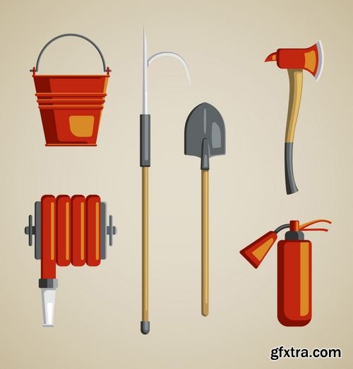 Vector - Icons of Equipment for Firefighter