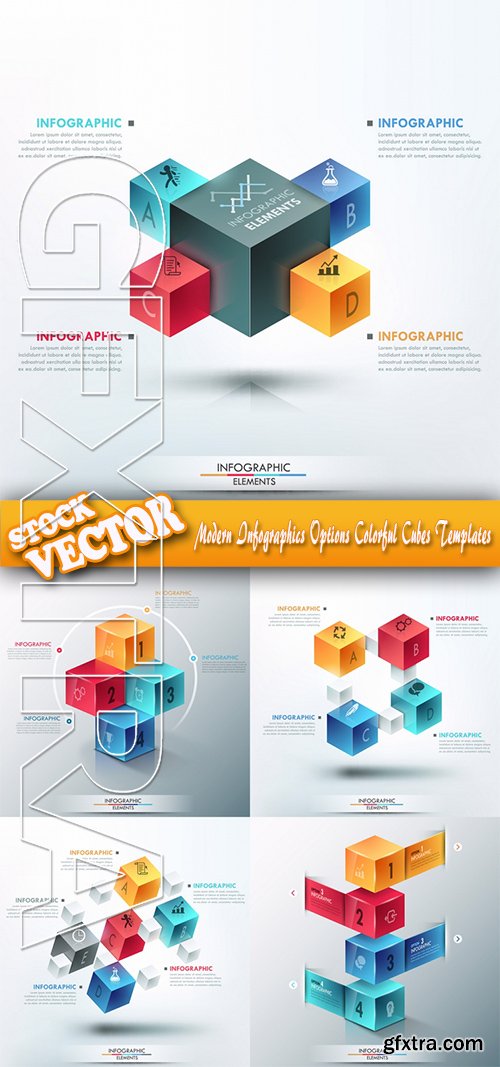 Stock Vector - Modern Infographics Options Colorful Cubes Templates