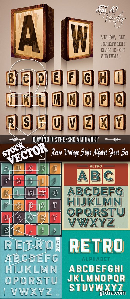 Stock Vector - Retro Vintage Style Alfabet Font Set