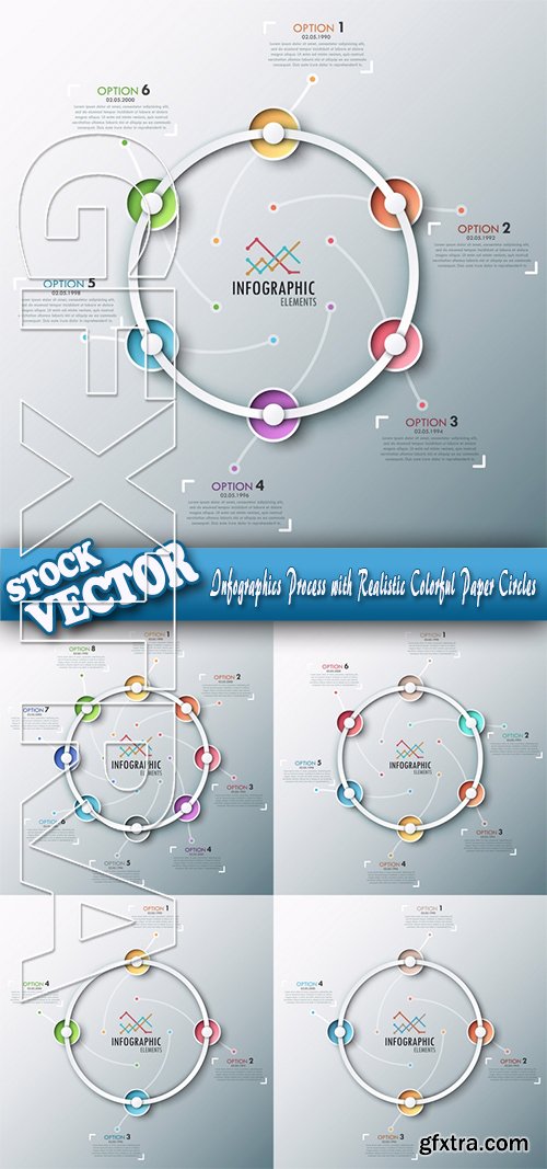 Stock Vector - Infographics Process with Realistic Colorful Paper Circles