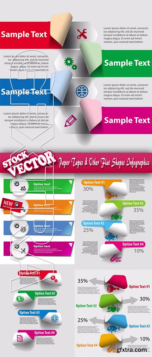 Stock Vector - Paper Tapes & Other Flat Shapes Infographics