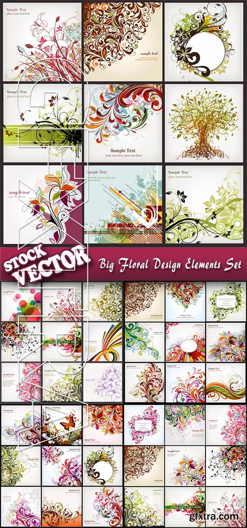 Stock Vector - Big Floral Design Elements Set