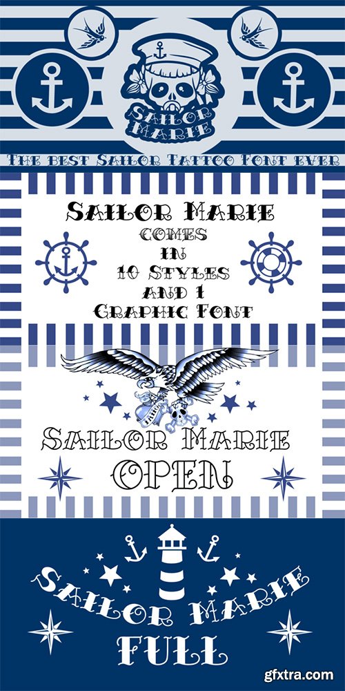 Sailor Marie Font Family 11 Fonts $249