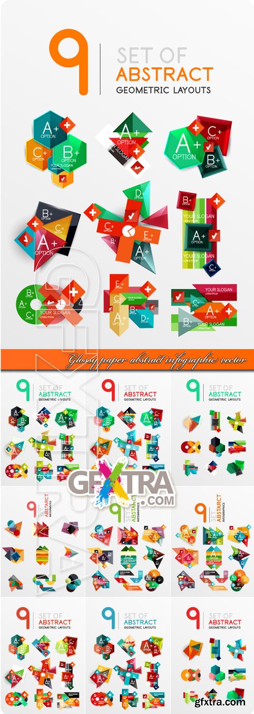 Glossy paper abstract infographic vector