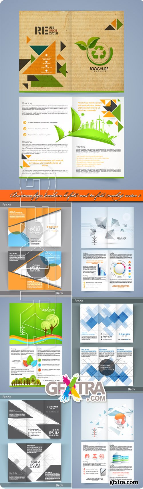 Business flyer brochure bi-fold and tri-fold mockup vector 5