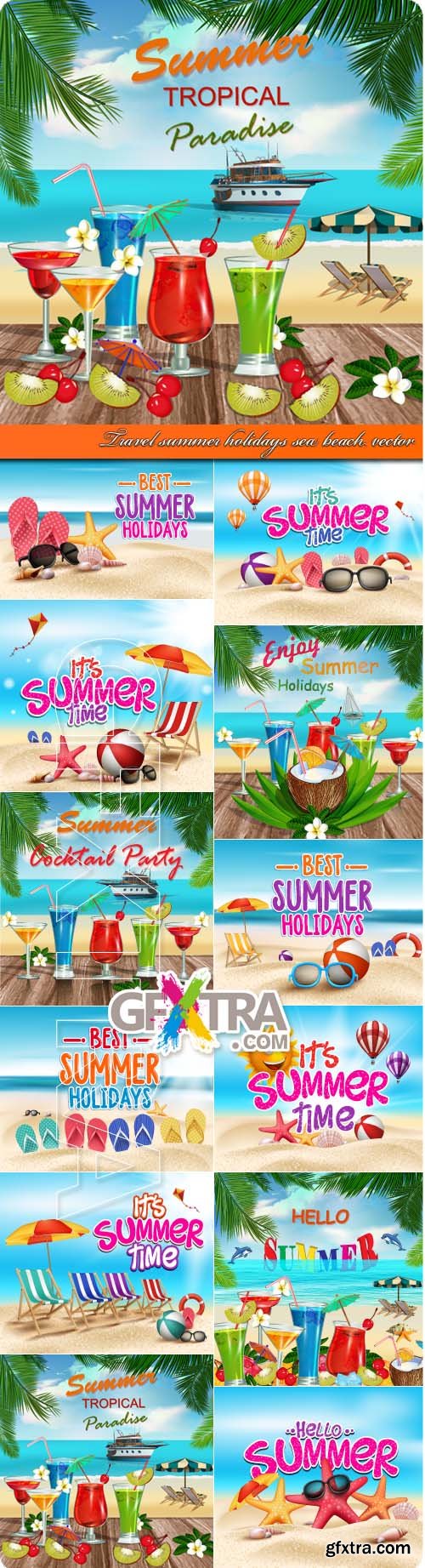 Travel summer holidays sea beach vector