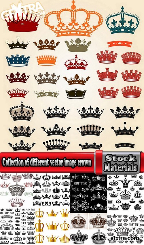 Collection of different vector image crown 25 Eps