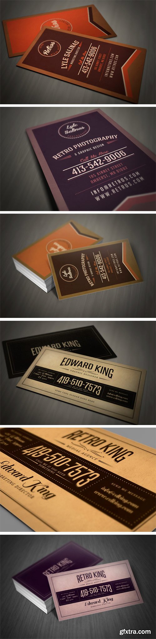 6 Retro Business Cards (CM 29188)