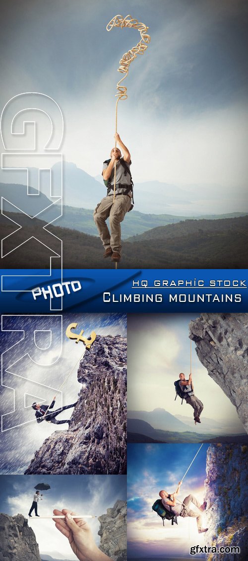 Stock Photo - Climbing mountains