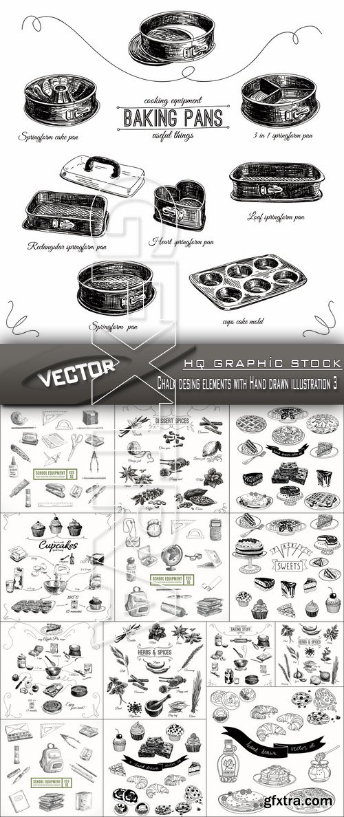 Stock Vector - Chalk desing elements with Hand drawn illustration 3