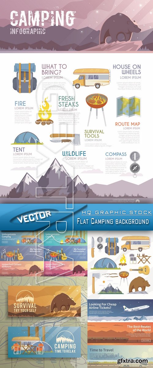 Stock Vector - Flat Camping background