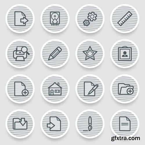 Vector - Black Icons on Gray Stickers