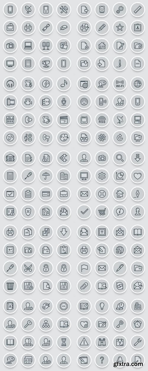 Vector - Black Icons on Gray Stickers