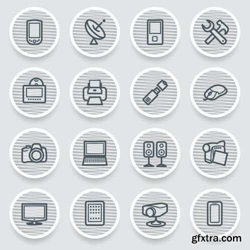 Vector - Black Icons on Gray Stickers